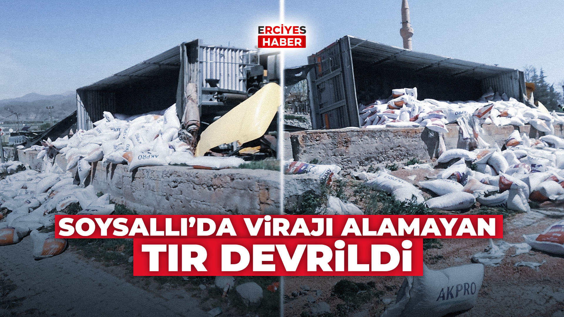 SOYSALLI'DA VİRAJI ALAMAYAN TIR DEVRİLDİ