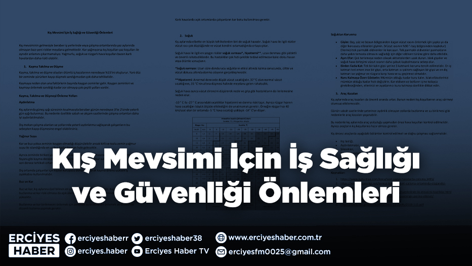 Kış Mevsimi İçin İş Sağlığı ve Güvenliği Önlemleri